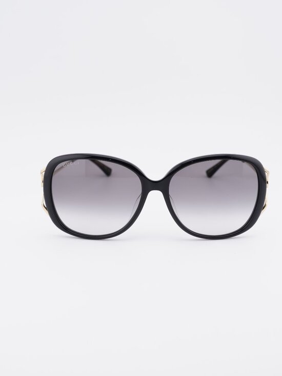 Gucci GG0649SK 001 Butterfly Sunglasses - Black / Grey main image 8